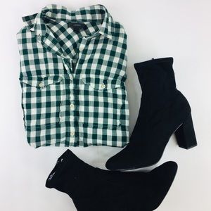J. Crew Forest Green Gingham Button Down Shirt